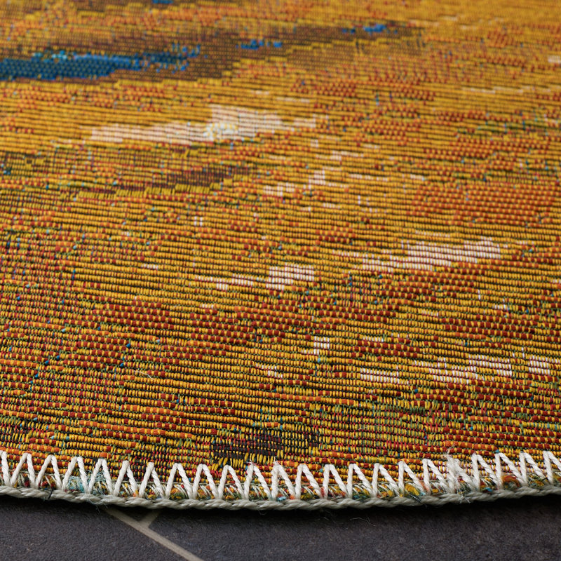 Keshbridge 500 Performance Abstract Indoor/Outdoor Area Rug, Round 6'6"