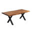 Table de salle à manger de 183 cm (72 po) avec dessus en acacia massif et piètement en métal noir.-129546667