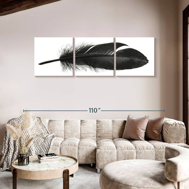 Plume foncée 3 pièces, H 30 po x l 92 po x P 1,25 po