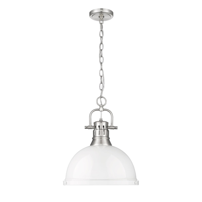 Luminaire suspendu en forme de dôme 1 lumière Alethia, Blanc, Étain