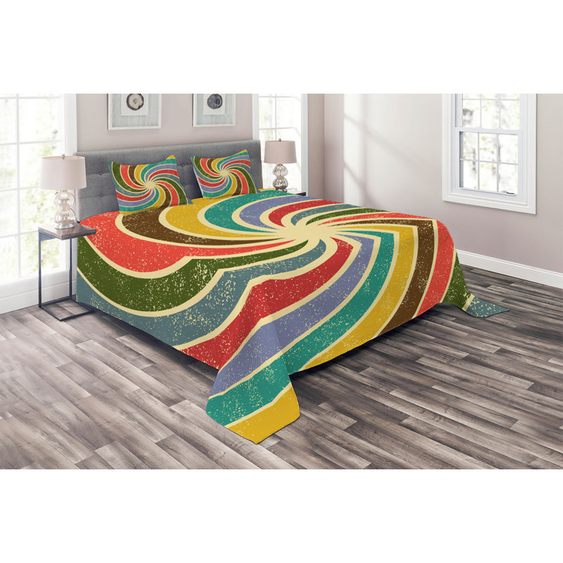 Groovy Modern & Contemporary Polyester Coverlet, Queen Bedspread + 2 Shams