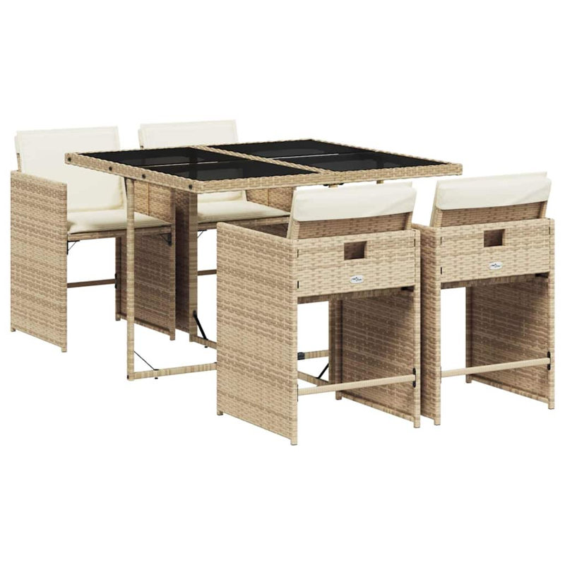 Patio Dining Set with, Cream White, Beige