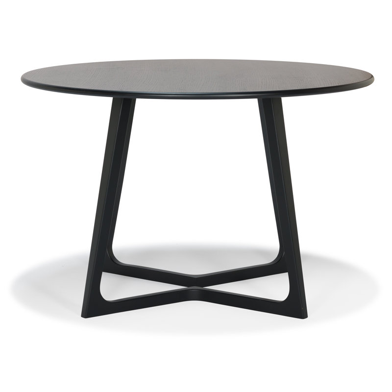Ashla Round Solid Wood Base Dining Table, Black