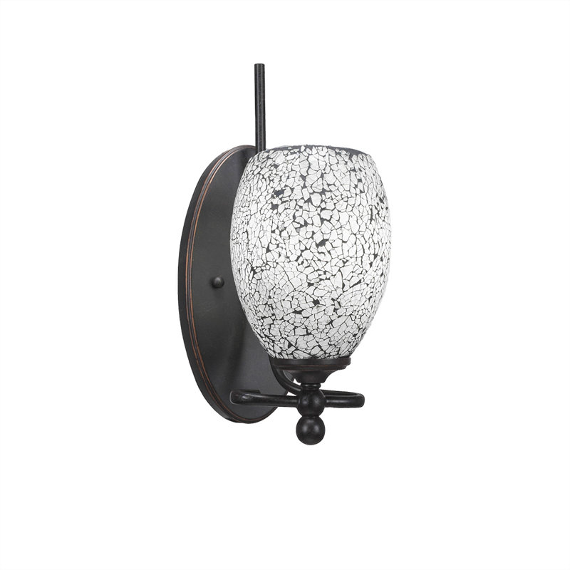 Skypark Wall Sconce Shown In Dark Granite Finish With 5" Fusion Glass, White