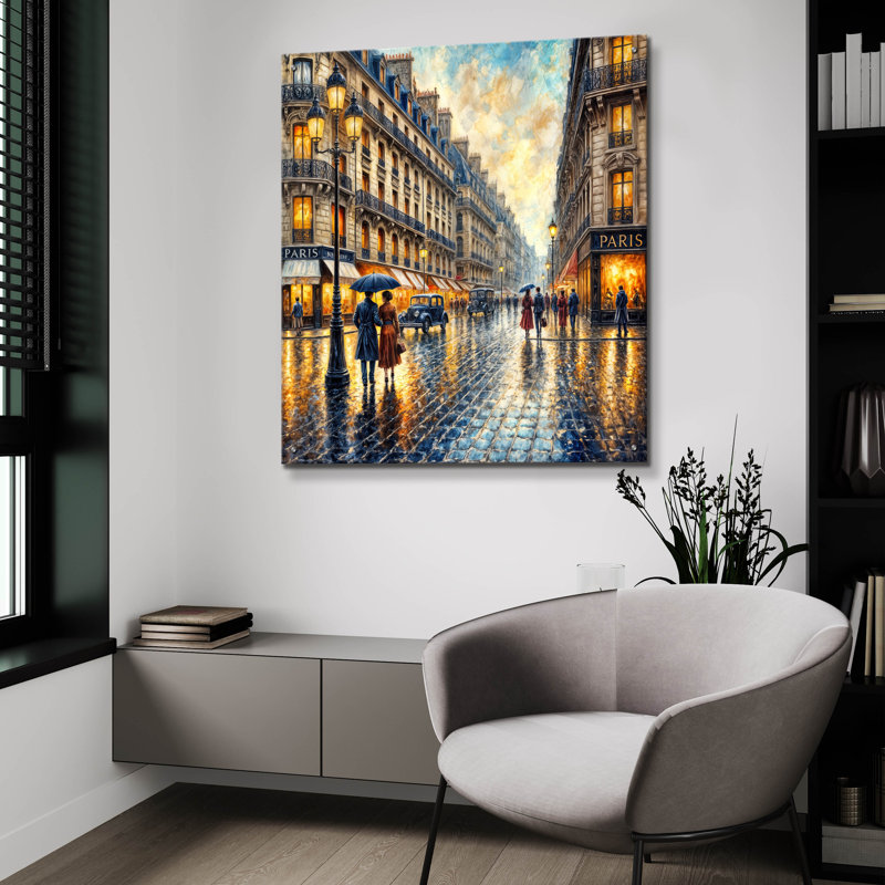 «Rainy Day In Paris» par Rey Klimt, art mural en verre acrylique, H 36 po x l 36 po x P 0,2 po