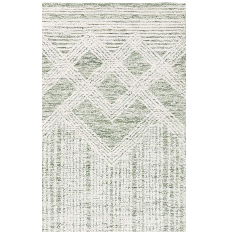 Tapis géométrique en laine touffeté à la main Pine, Rectangle 6 pi x 9 pi