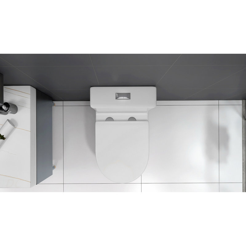 Petite toilette compacte une pièce à double chasse, profondeur courte de 23 pouces pour petite salle de bain, blanc