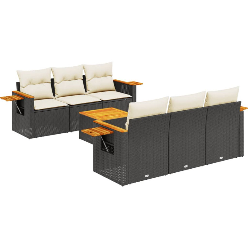Ensemble de canapé de jardin Vidaxl noir, blanc crème