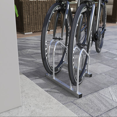 Support à vélo réglable pour 2 vélos, support pour vélo de sol en acier, argent