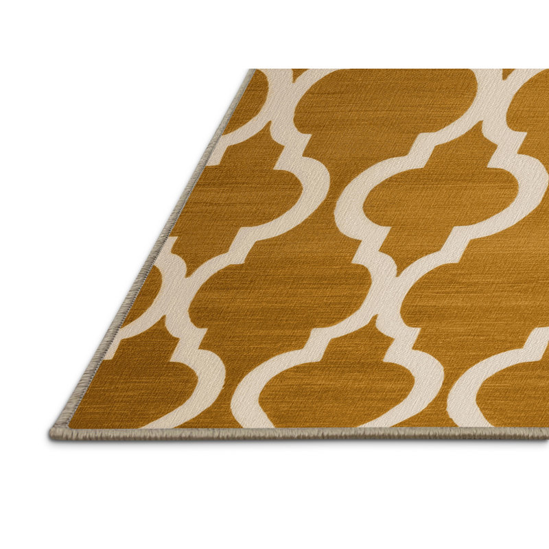 Tapis brun treillis lavable à la machine, Rond 6 pi