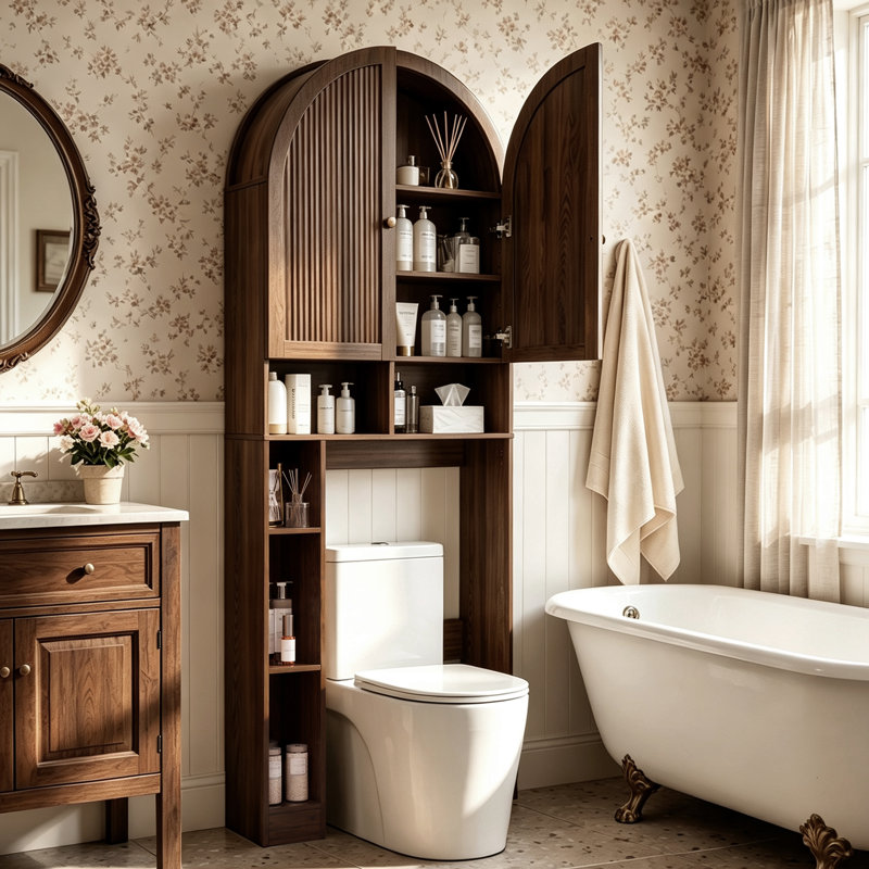 Over The Toilet Storage Cabinet For Bathroom, Walnut