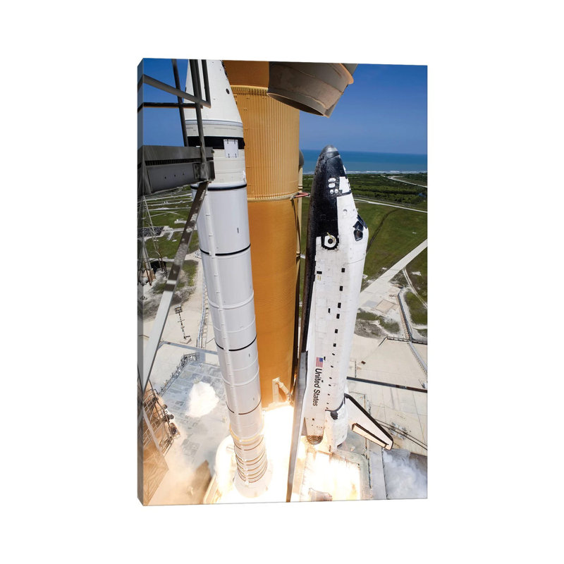 Space Shuttle Atlantis Lifts off from Its Launch Pad at Kennedy Space Center, Florida VI 1 Piece Wrapped Canvas Wall Art