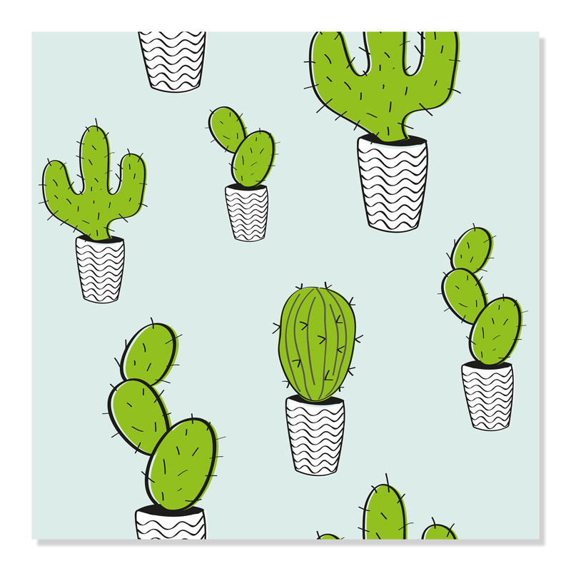 Panneau de papier peint adhésif Pott Cactus, L 8 pi x l 24 po
