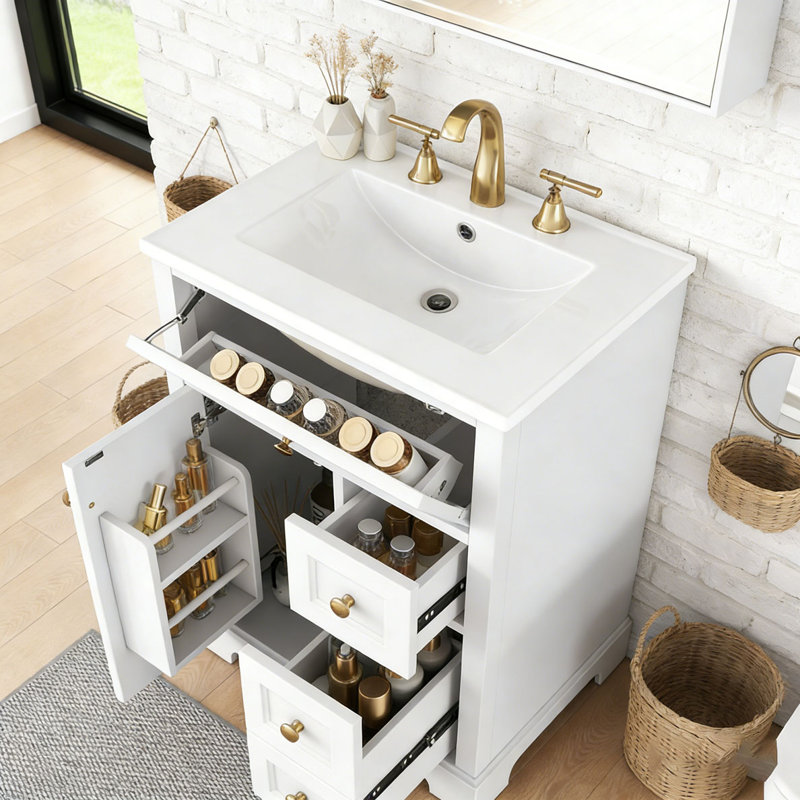 Meuble-lavabo 24 po avec lavabo, Blanc