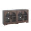 Console de rangement en noyer rustique de 55 pouces avec portes en verre trempé et tablettes réglables Halstead