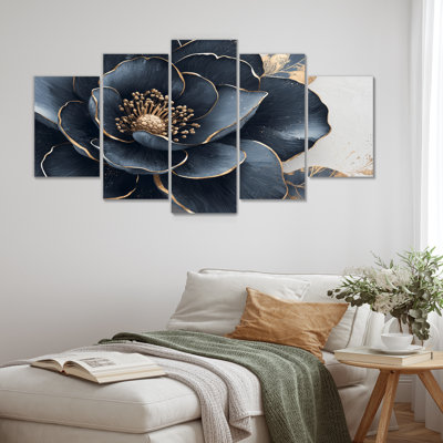 Ensemble de décorations murales bleues et rose foncé doré doré III
