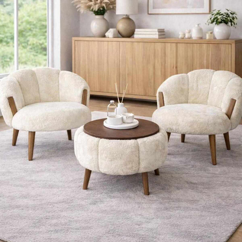 Ensemble de fauteuil à oreilles et table basse (3 pièces)