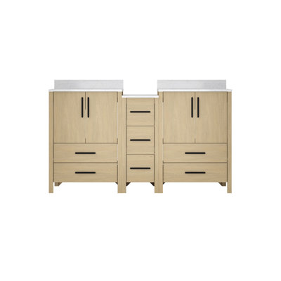 60"W×22"D×34"H Double Sinks Bathroom Vanity Cabinet