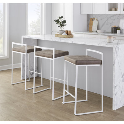 Brieon Upholstered Stackable Bar & Counter Stool (Set of 3)