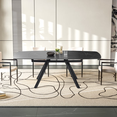 Homeira Extendable Metal Base Dining Table