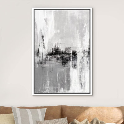 Grunge Abstract Paint Stroke Effect " IDEA4WALL Canvas Print Wall Art Grunge Industrial Gray Black Dark Color Field Abstract Shapes Illustrations Modern Decorative Relax/Calm Multicolor For Living Room, Bedroom, Office "