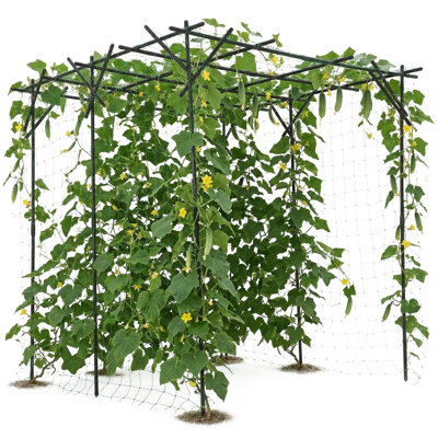 78" Black Metal Garden Dome Trellis, Heavy Duty Galvanized Rust-Resistant Arch for Climbing Vines & Flowers