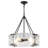 5 - Light Black Dimmable Modern Drum Chandelier With Textured Glass For Dining Room Or Living Room-2061904219