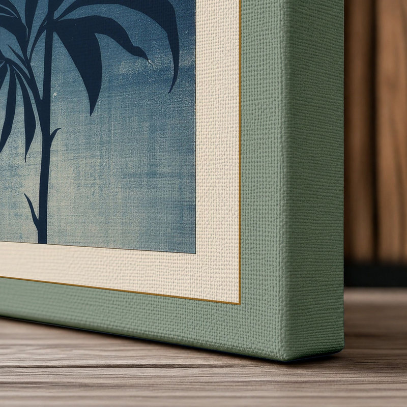 Carnations in Indigo Vase Japandi - Wrapped Canvas, 36x24 - 91.4 x 61.0 cm, Sage Border
