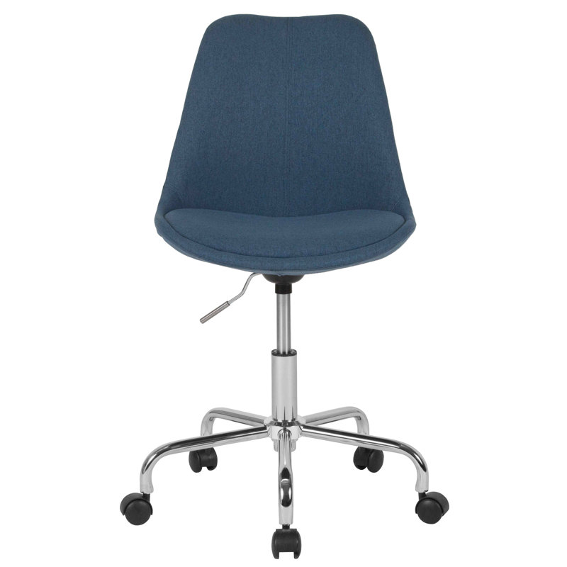  Chaise de bureau en tissu à dossier moyen avec relevage pneumatique, Bleu
