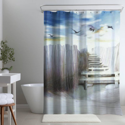 Shower Curtain CO141 – Polyester Shower Curtain, Dye Sublimation Print, 71" W × 74" L