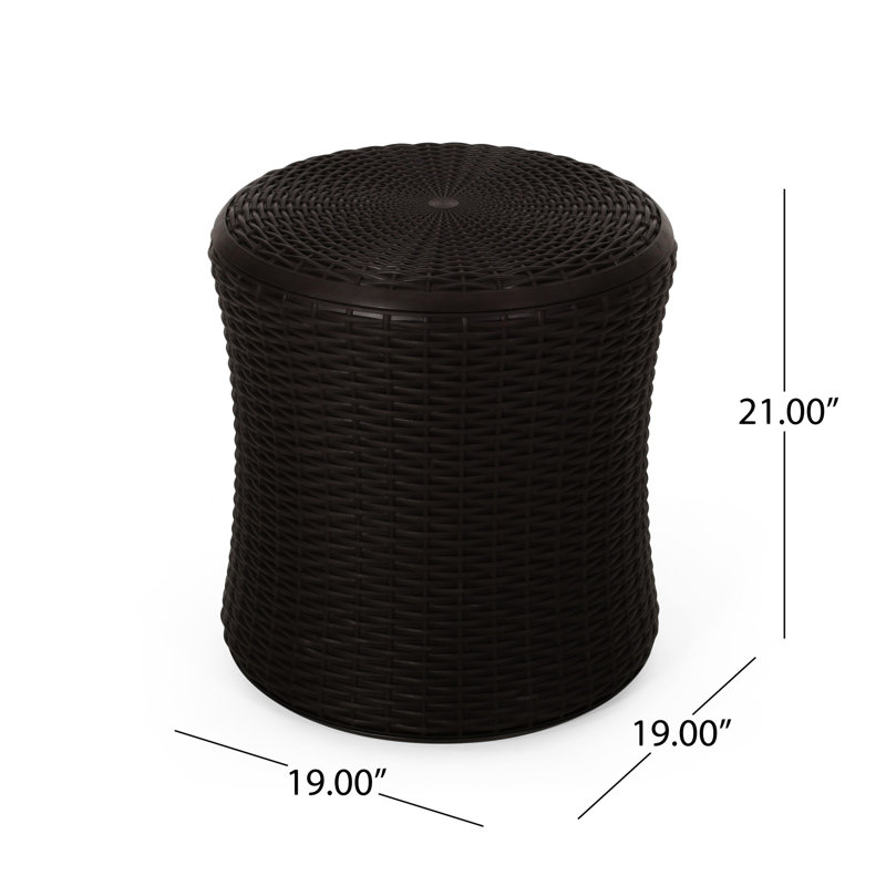 Arabella Wicker Side Table Featuring weather-resistant properties and a unique plastic blend material,Patio Tables