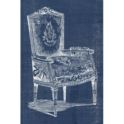 Antique Chair Blueprint I - Wrapped Canvas Painting