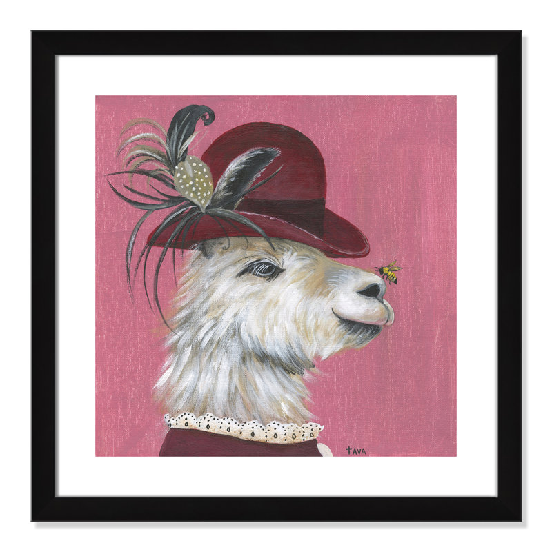 Art sur toile llama, H 24,5 po x l 24,5 po x P 0,625 po, Cadre noir