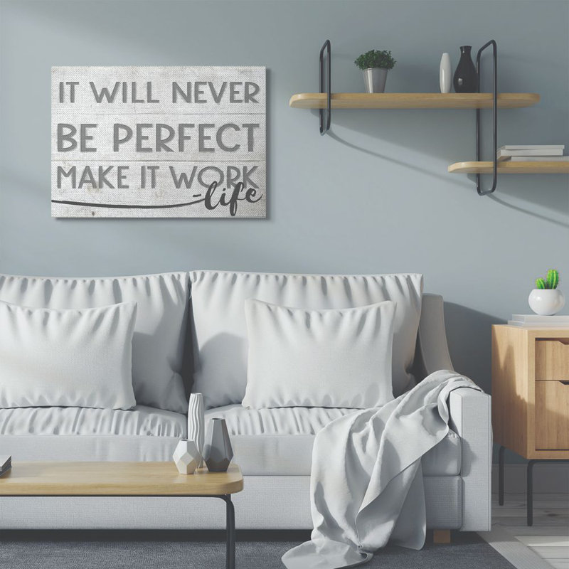 «Make It Work Inspirational Family Word Design», reproduction d'art textuel sur toile, Toile tendue