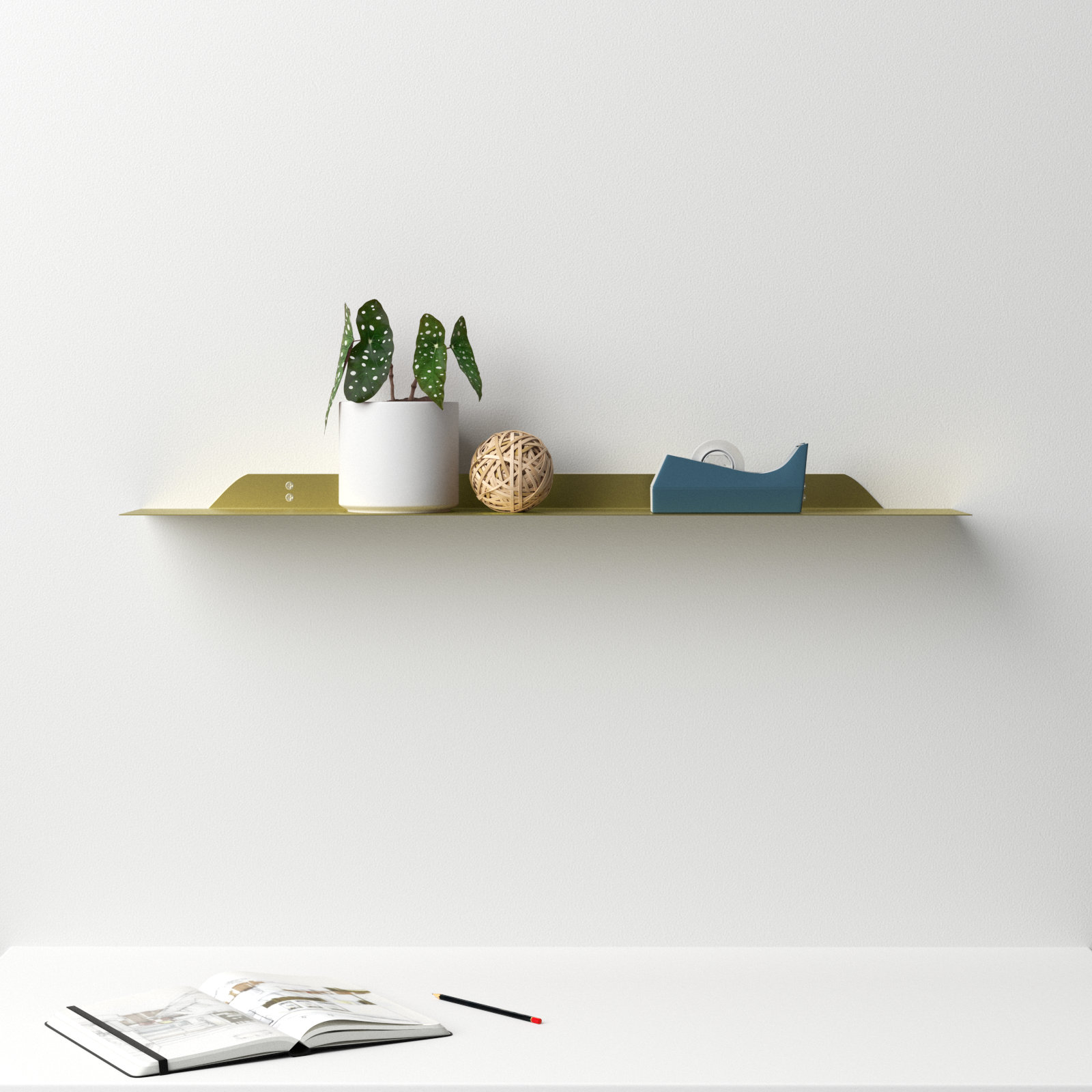Maja Floating Shelf, Gold, 1.75" H x 36" W x 6" D