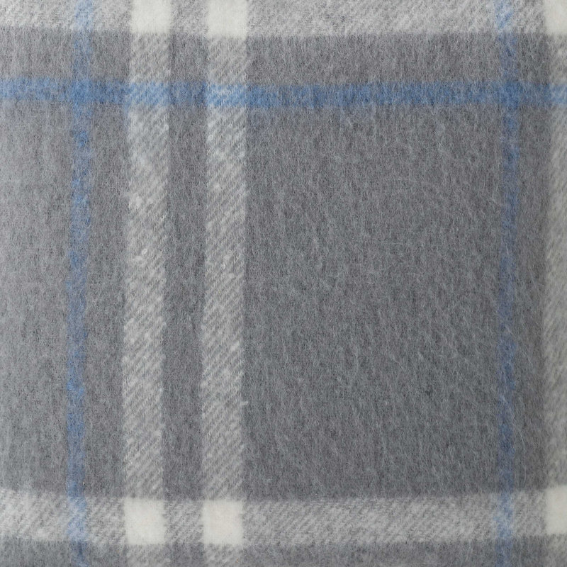 Nautica Ryan Cove Plaid Faux Mohair Grey Throw Pillow, Gray