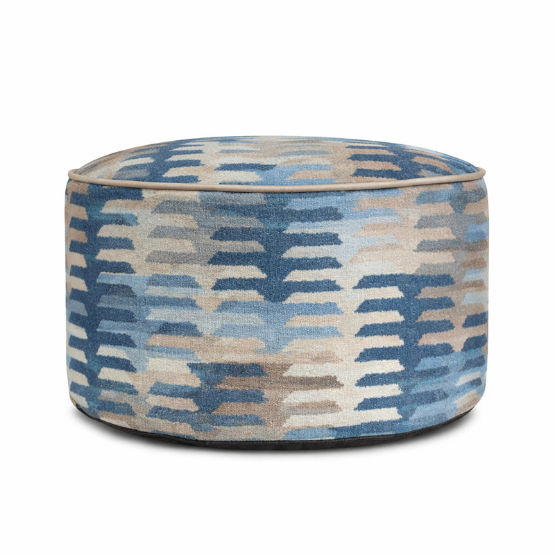 Repose-pieds Navajo, 14" H x 22" W x 22" D, Bleu