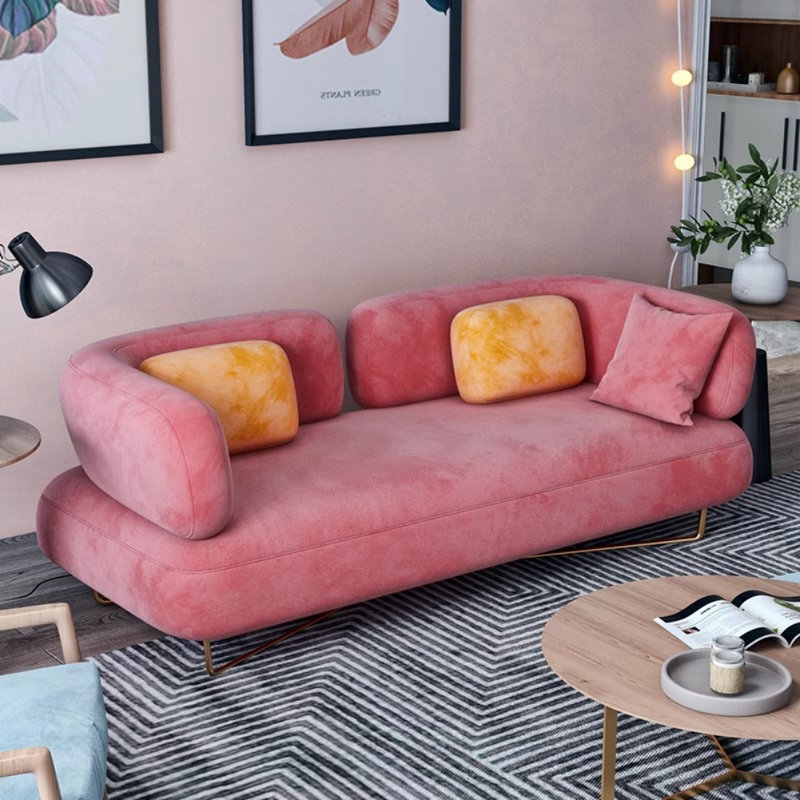 Modern Minimalist Flannel Sofa, Pink