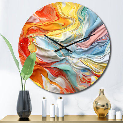 Horloge murale orange et bleue