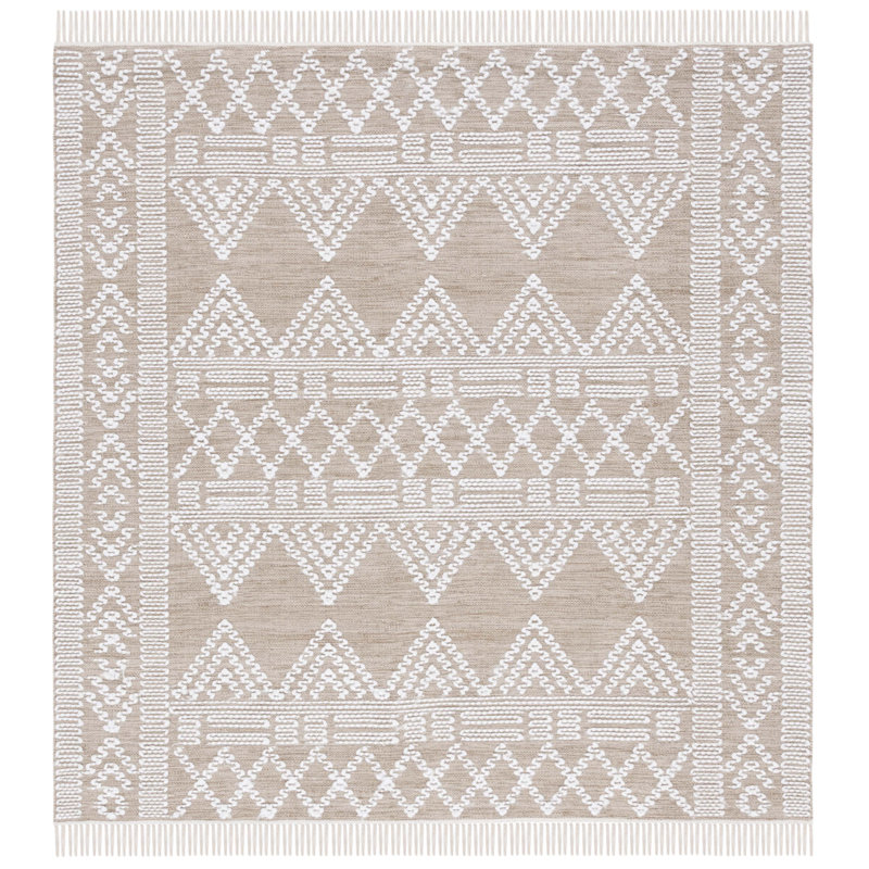 Tapis géométrique à tissage plat Rada, Carré 6 pi