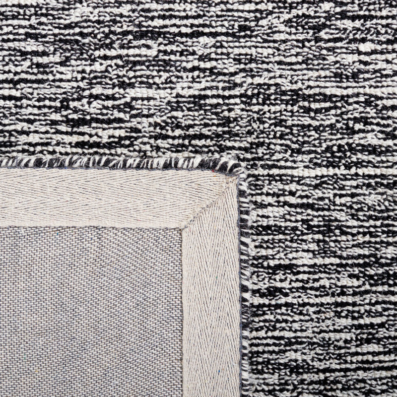 Janyla Hand Tufted Wool/Cotton Abstract Rug in Black/Ivory, Rectangle 4' x 6'
