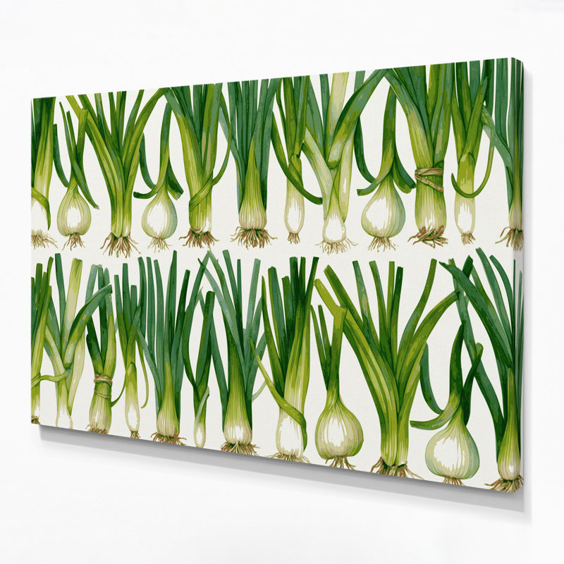 Art mural sur toile vert légumes oignon vert, H 11 po x l 14 po