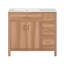 Meuble-lavabo de 36 po en bois avec cadre en bois massif, 2 portes à fermeture douce, 3 tiroirs à fermeture douce, tablette réglable, armoire de rangement moderne pour les petites salles de bain