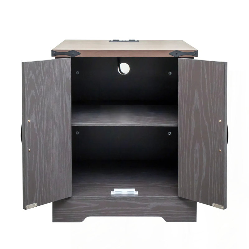 Table de chevet avec tablette réglable Farmhouse, Gris