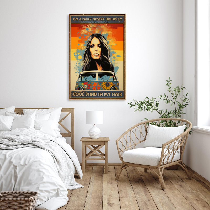 " Woman Cool Wind In My Hair - 1 Piece Rectangle Graphic Art Print On Wrapped Canvas ", L 24 po x H 36 po