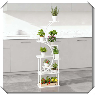 S-Shaped Plant Stand 8 Tier Corner Rack Multi-Purpose Display Shelf