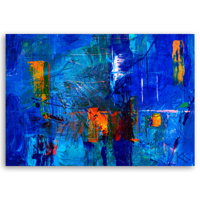 Blue Abstract - No Frame Print on Canvas
