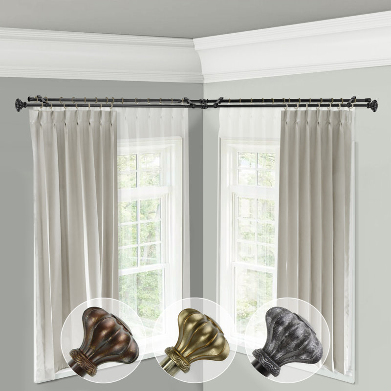 Tringle à rideaux double réglable Darcey, Noir, H 2,62 po x l 240 po x P 6,37 po