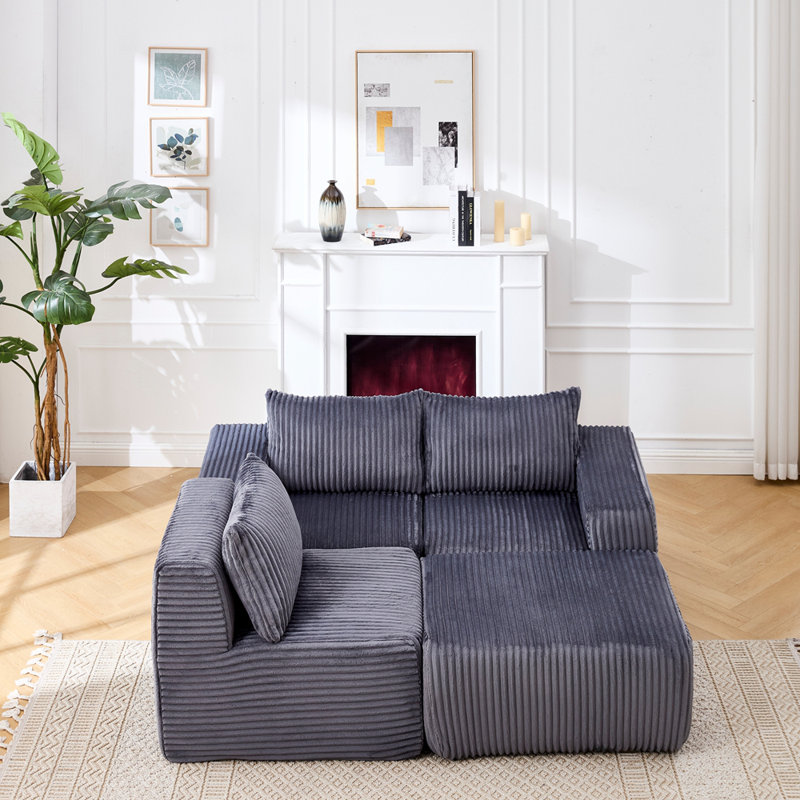 Canapé modulaire Modern, Velours côtelé gris foncé