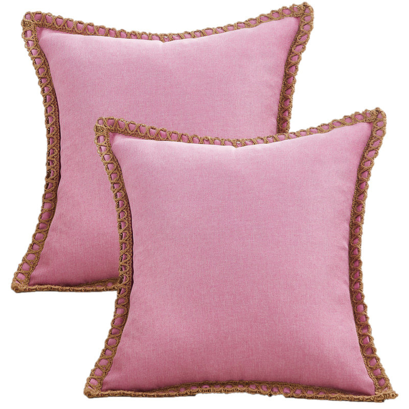 Cotton Linen Cotton 18'' Throw Pillow Cover, Pink Purple